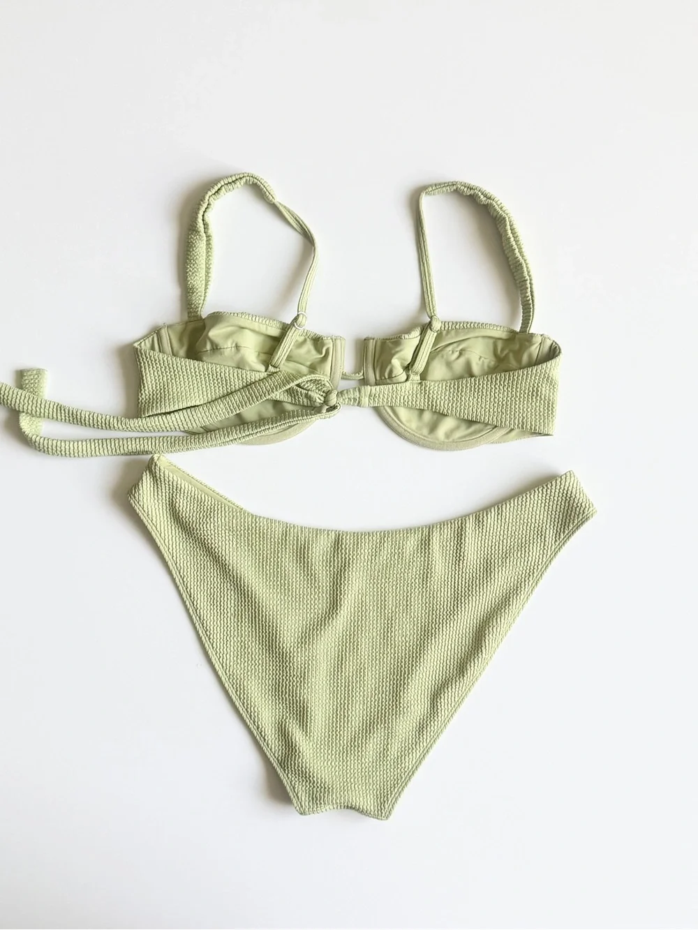Monday Swimwear SIZE V / VV sage green crinkle bathing suit bikini set